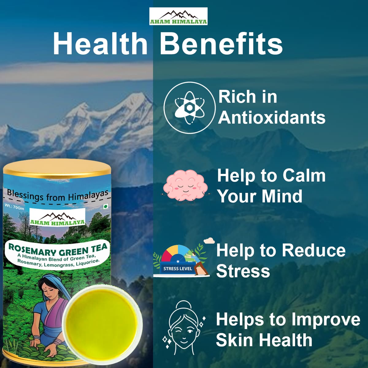 Best Himalayan Rosemary Green Tea for Health Benefits, Himalayan Green tea, Rich in antioxidants, Best for Hair Growth, Stress Relief, For Calming Mind