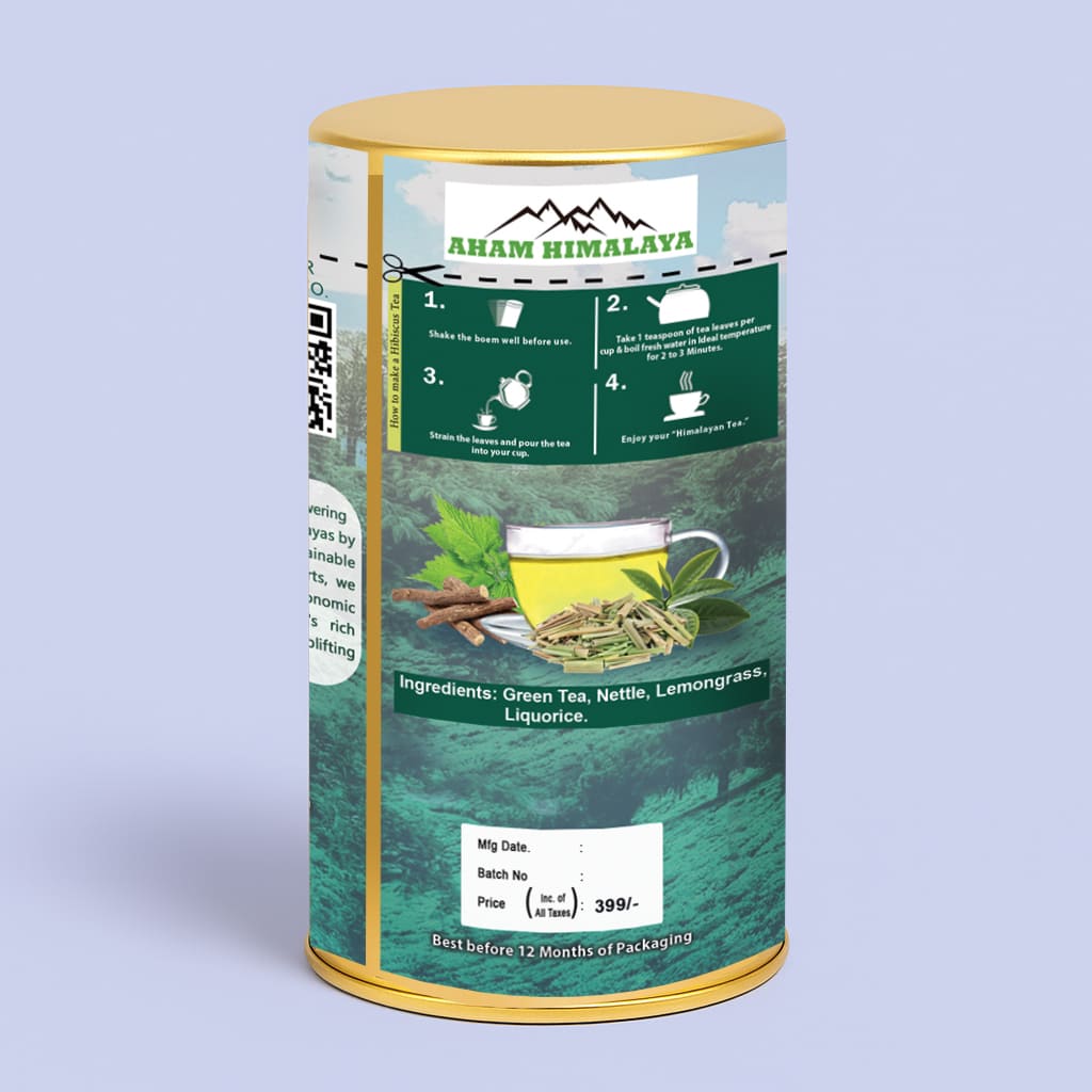 Best Himalayan Green Tea back Packaging, weight loss tea, Rich in Antioxidants, Himalayan Tea