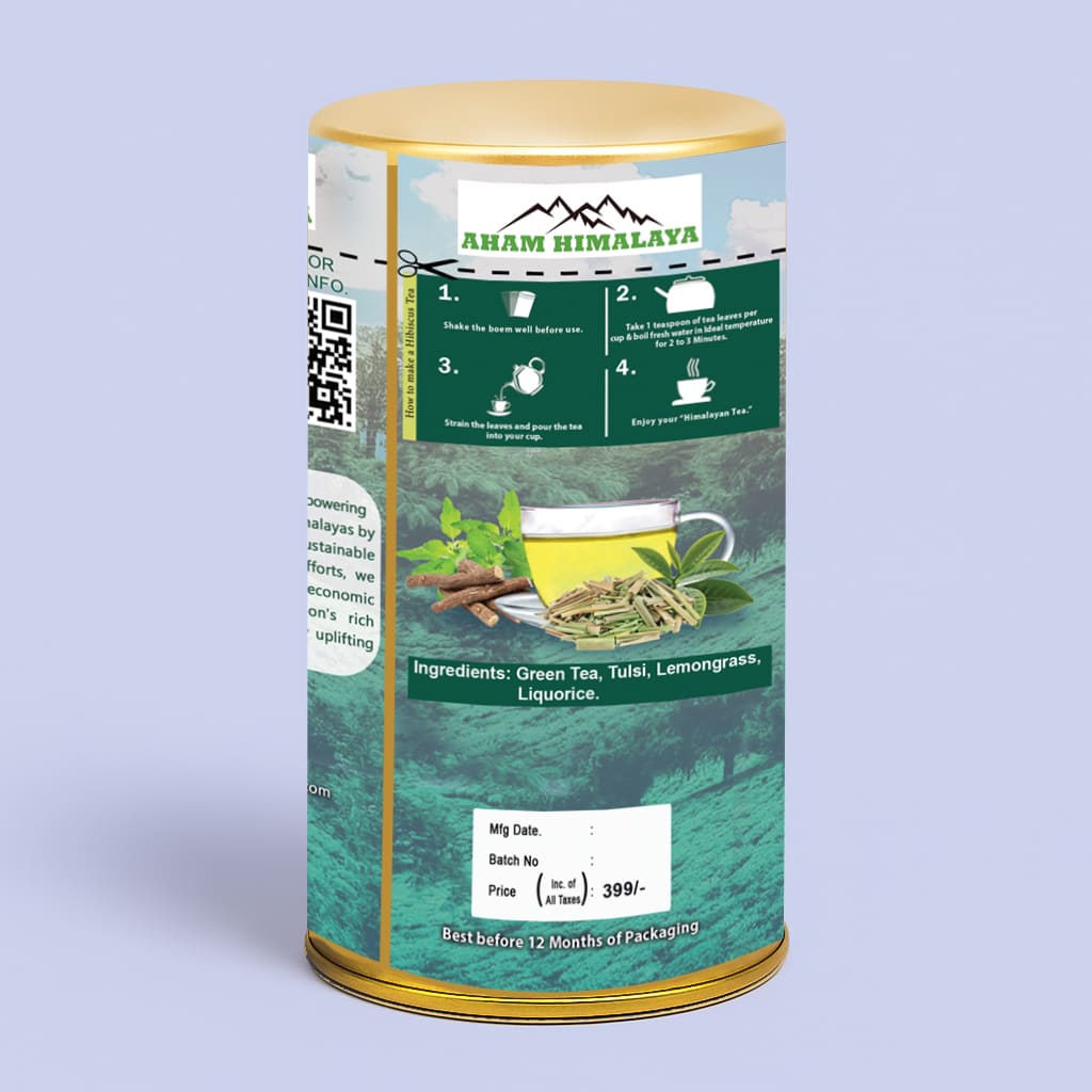 Best Himalayan Tulsi Green Tea back Packaging, weight loss tea, Rich in Antioxidants, Himalayan Tea