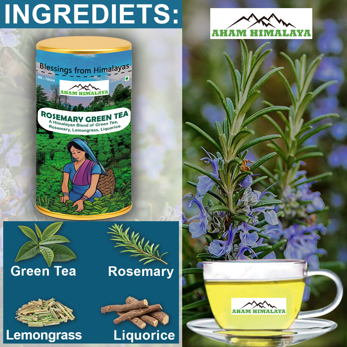 Himalayan Rosemary Green Tea, Himalayan Tea, 100% Himalayan Herbs, Loose Leaf Tea
