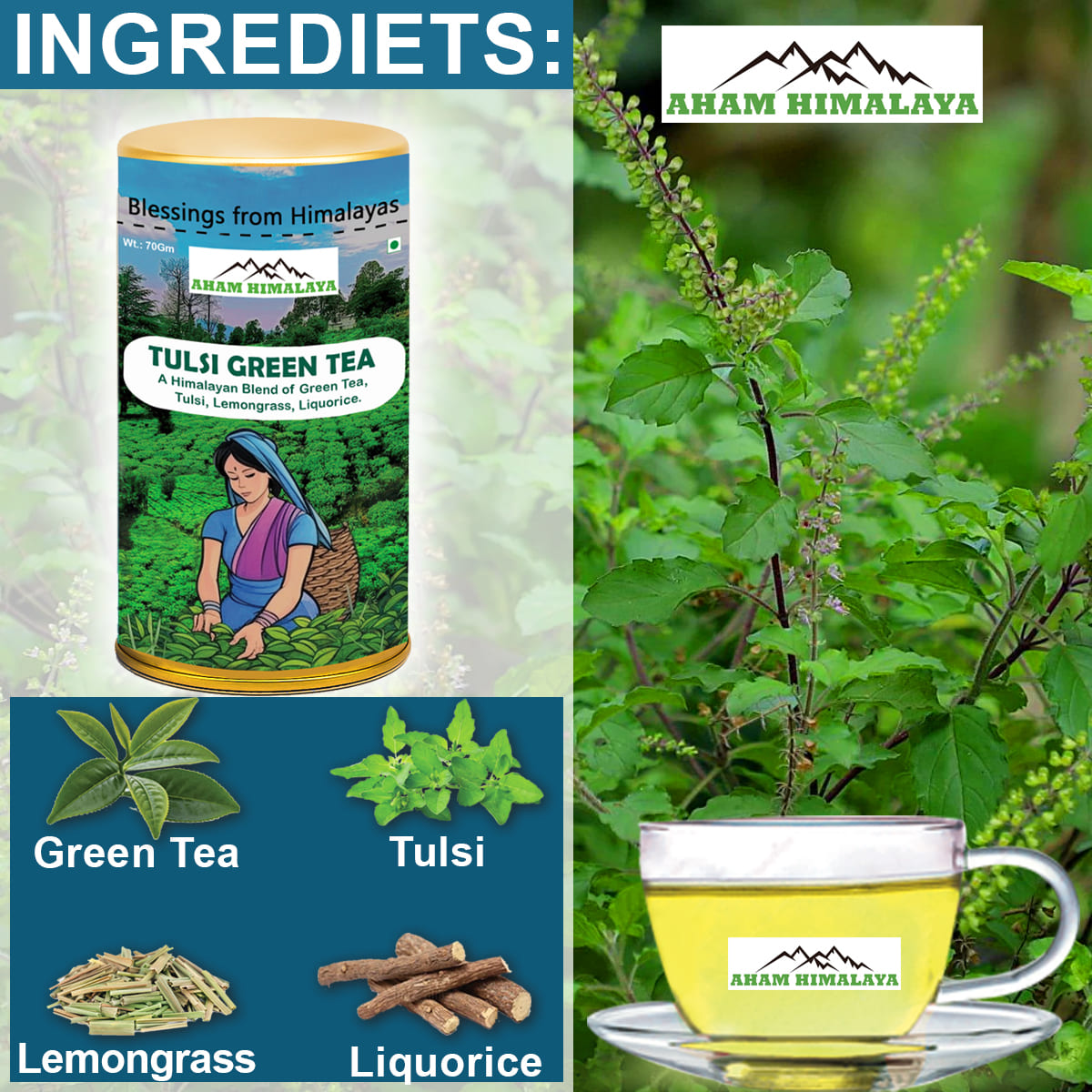 Himalayan Tulsi Green Tea, Himalayan Tea, 100% Himalayan Herbs, Loose Leaf Tea