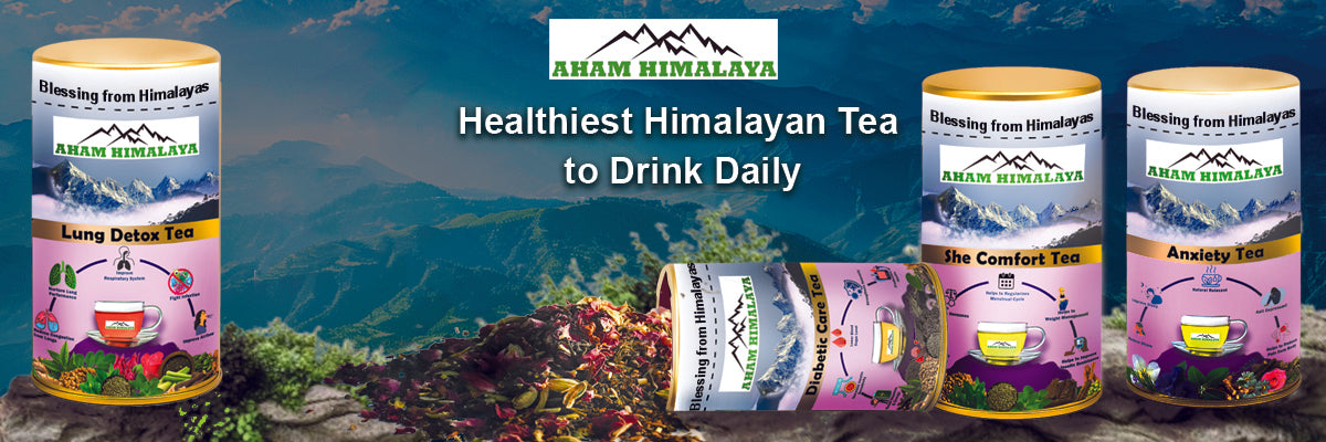Anam Himalaya tea packaging with scenic background