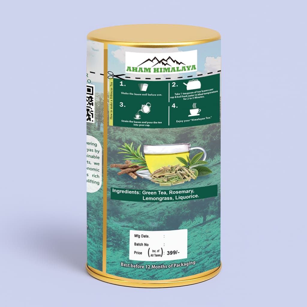 Best Himalayan Rosemary Green Tea back Packaging, weight loss tea, Rich in Antioxidants, Himalayan Tea