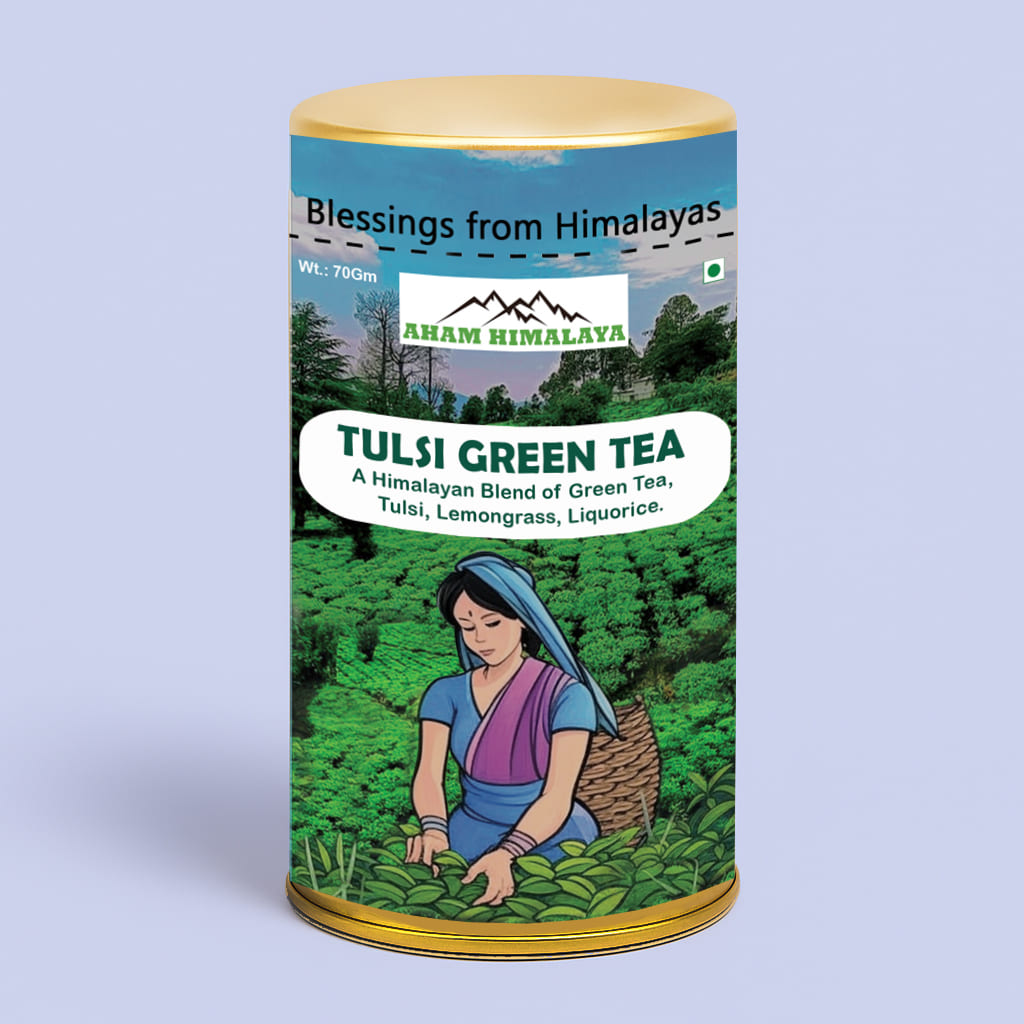 Best Himalayan Tulsi Green Tea Front Packaging, weight loss tea, Rich in Antioxidants, Himalayan Tea