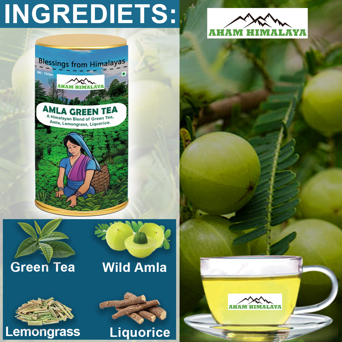 Himalayan Amla Green Tea, Himalayan Tea, 100% Himalayan Herbs, Loose Leaf Tea