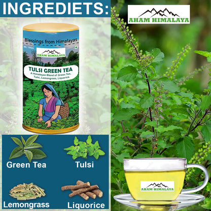 Himalayan Tulsi Green Tea, Himalayan Tea, 100% Himalayan Herbs, Loose Leaf Tea