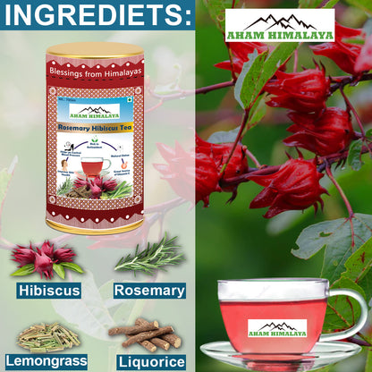 Rosemary Hibiscus Tea Crafted Blend, Best Hibiscus Tea Blend Online, Caffeine Free, Herbal Tea, Rosemary Hibiscus Tea Loose Leaf