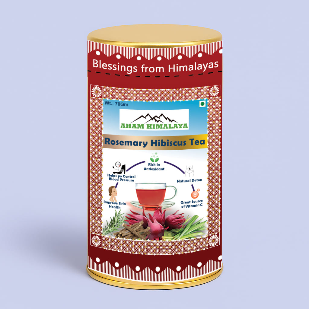 Rosemary Hibiscus Tea Box Packaging, Rosemary Hibiscus tea, Caffeine Free, Herbal Tea, Rosemary Hibiscus Tea Loose Leaf,